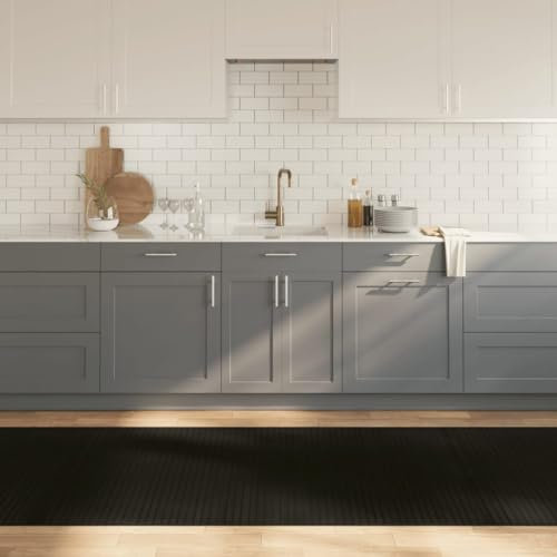 Sufrk Rechteckiger Teppich Schwarz 100 x 1000 cm aus Bambus-Teppich Bambus Holz rutschfeste Matte Läufer Bambusmatte Küche Bad