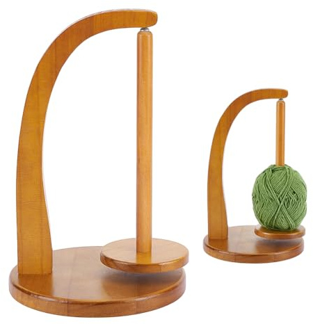 UNICRAFTALE 1Set Wooden Yarn Holder Wooden Yarn Spinner Yarn Ball Holder for Knitting Crochet Yarn Skein Yarn Spinner Crochet Gift for Knitting Lover Chocolate Color