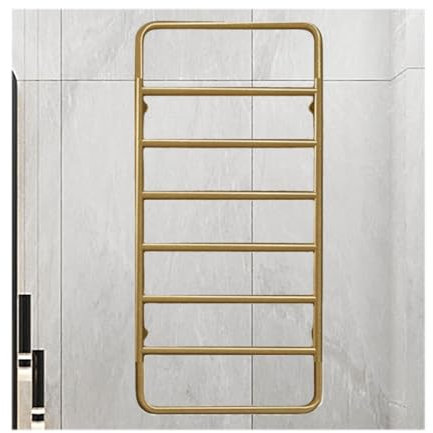 HYUFEIAO Stainless Steel Towel Warmers for Bathroom,Wall Mounted Radiator Bathroom Accessories,Electric Towel Racks with Thermostatic,Gold,Plug in Left
