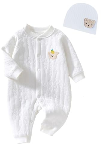 Babyfond Unisex Baby Bodysuit mit Hut, 100% Baumwolle, Neugeboren bis 18 Monate, Doppelpack, Weiß, Cartoon, Babys und ihre Eltern/Pflegende, Bodysuit, Baby