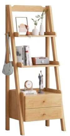 GLigeT Bücherregal Offenes mehrstöckiges Bücherregal mit Zwei Schubladen, hölzernes Organizer-Regal, for Wohnzimmer, Büro, Arbeitszimmer, Aufbewahrungsregal Bücherturm(L45xW36xH140 cm)