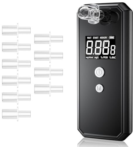 Pohicoo Etilometro Portatile Certificato, Professionale Alcol Test con 10 Bocchini, Alcoltest Portatile Certificato con Display Digitale, Test Alcolemico per Uso Privato Professionale