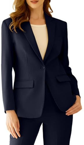 Blue Suit for Women Slim Fit 2 Piece Casual Suits Professional Blazer Pants Suit Set for Work Size 14