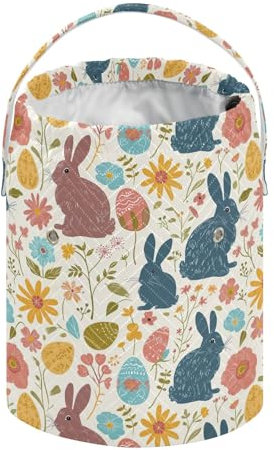 Bunte Kaninchen, Blumen, Osterkörbe, Häkelgarn-Tasche, Häkel-Organizer-Tasche, Stricktasche, Basteltasche, Garnaufbewahrung, Organizer für Häkelzubehör, Stricknadeln, Häkelnadeln