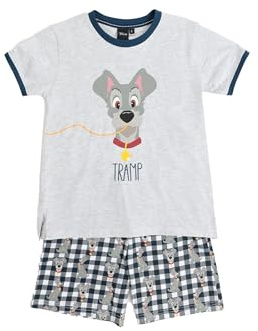 Disney Pijama Niño Verano Algodón - Pijama Manga Corta Lady and The Tramp para Niño – Pantalón Corto con Cinturilla Elástica Estampado – Tejido Suave