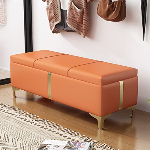 Modernes Leder gepolstertes Schlafsofa mit multifunktionalen Metallbeinen und Sicherheit Scharnier Lagerung Ottomane Sofa für Schlafzimmer Wohnzimmer Eingang