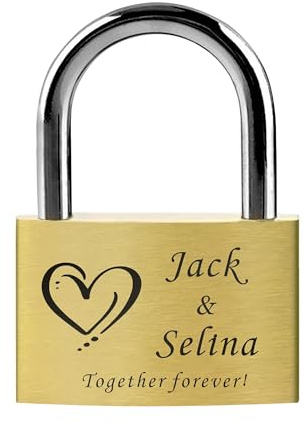 Personalised Padlock Engraved Padlock Love Lock Personalised Locks for Her Him Girls Couples Lover Anniversary Wedding Gifts for Christmas Large Love Lock for Travel Trip Valentines (Design 4)