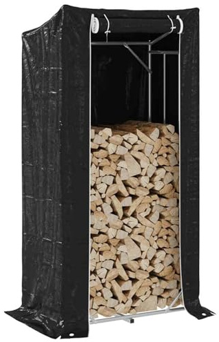 Gecheer Kaminholzregal, Robustes Feuerholzregal mit Regenhülle, 100x60x200 cm, verzinkter Stahl, Kaminholzständer für Holzlagerung im Freien