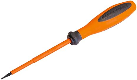 Klein Tools 6023100EINS | VDE Schraubendreher isoliert | Schlitz 3,5 mm x 100 mm | Ergonomischer Griff | 1000V geprüft | IEC 60900 | Elektriker Werkzeug