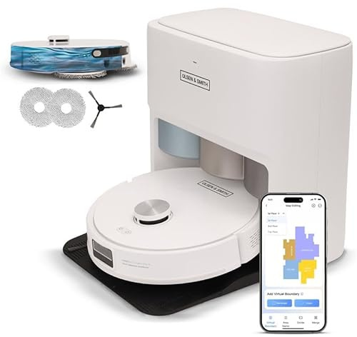 Olsen & Smith Smart Self-Cleaning Robot Vacuum Cleaner with Mop, 10000Pa Strong Suction, Laser Navigation Robotic Vacuum Cleaning with Mopping & Collision Avoidance, 2.5L Self-Empty Charging Station