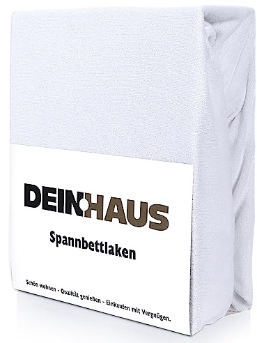 DH DEIN.HAUS Frottee Weiches Spannbetttuch 90 x 200 cm – Baumwolle, mit Gummizug, pflegeleicht, Bettlaken – Farbe: Weiß