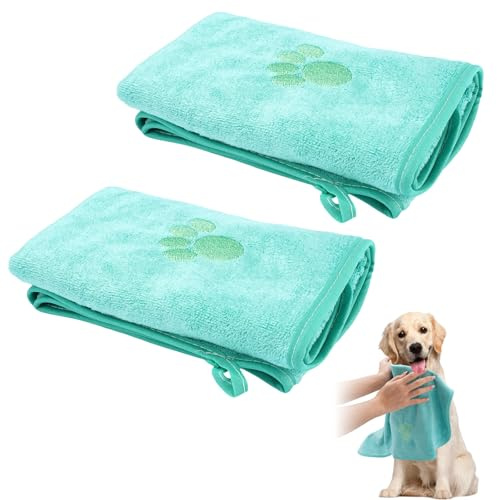 Asciugamano Cane Gatti Microfibra, 75x35cm, 2 Pezzi