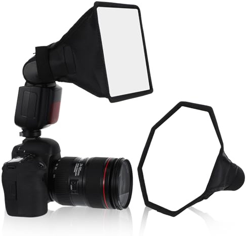 Lot de 2 boîtes à lumière pliables avec pochette de rangement - Boîte à lumière octogonale de 20,3 cm + 17,8 x 15,2 cm - Compatible avec les flashs Yongnuo et Nikons