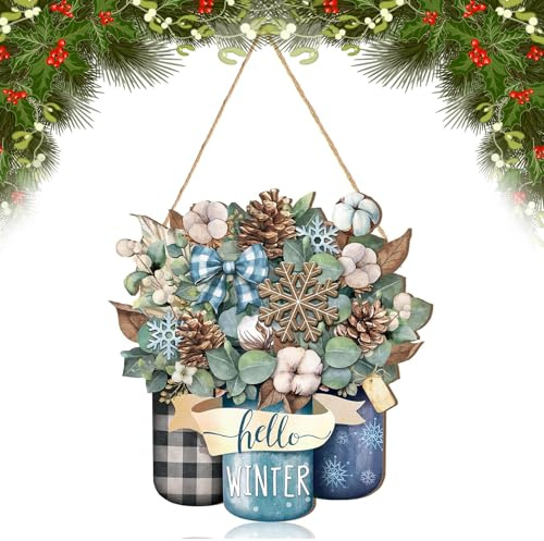 Cartel Colgante de Navidad, 11,8 Pulgadas × 9 Pulgadas Cartel Colgante de Invierno, Colgantes Puerta Navidad, Adornos de Madera para Colgar, Adecuado para Decoraciones Navideñas de Pared