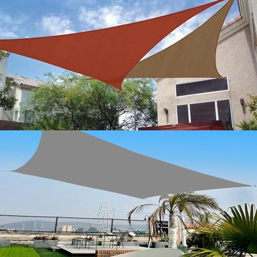 Vela parasole impermeabile, 4 x 4 m, baldacchino triangolare equilaterale, per esterni, giardino e patio, protezione dai raggi UV, con kit di corda, vele ombreggianti beige, per protezione solare