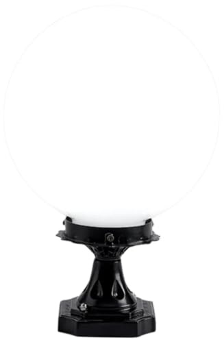 DIKACA Luminaria Exterior para Postes de Luz Pantalla Esférica Acrílica Resistente Intemperie de 20 CM Base de Aluminio Cuadrada Adecuado para Patios Jardines y Decoración de Farolas