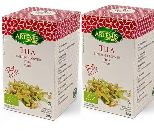 Pack 2 x Artemisbio Tila Eco 20 filtros (40 bolsitas) | Infusión ecológica de flor de tila sin teína | Tisana suave para relajarse, después de las comidas y antes de dormir