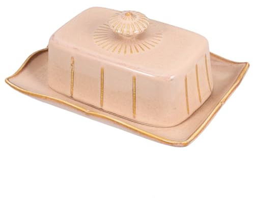 Milisten Beurrier en Porcelaine Réutilisable avec Couvercle, Boîte à Beurre Vintage Carrée Couleur Kaki, Plateau à Beurre Multifonction Cuisine et Conservation au Réfrigérateur