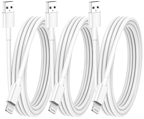 BSTOEM 3Pack for iPhone Charger Cable, 2M for Lightning to USB Cable | MFi Certified Charging Lead for iPhone 14/13/12/11/Pro Max/XS/XR/8/7/6/Plus/5 SE, for iPad(white)
