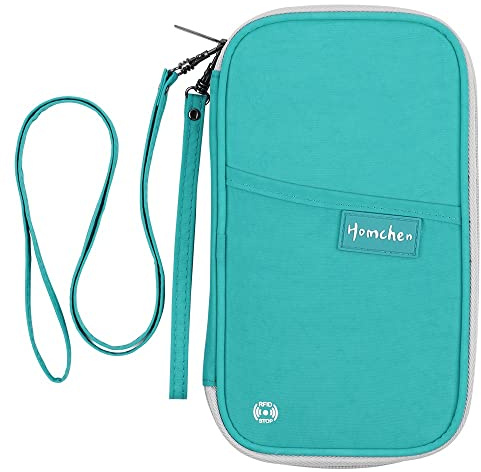 RFID Blocker Familie Reisepass Brieftasche, Reisepass-Etui Dokumenten Organizer mit Zwei Abnehmbaren Tr?gern f¨¹r M?nner und Frauen