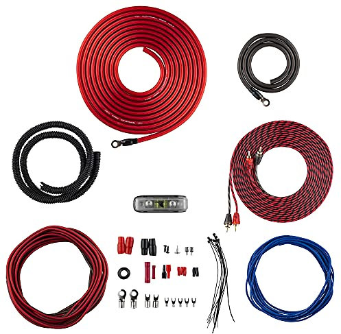 DS18 AK4 Complete 4 Gauge CCA Amplifier Installation Wiring Kit - Ampkit Helps Make Connections, Brings Power to Your Radio, Subwoofers, Speakers with Super Flex Wire - 1200W for 1 Amplifier