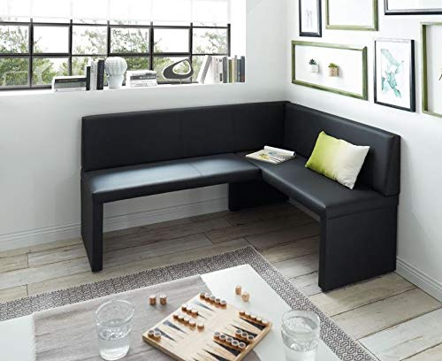 Eckbank Taina Esszimmerbank Sitzbank Küchen-Bank (168x128, schwarz LEB)