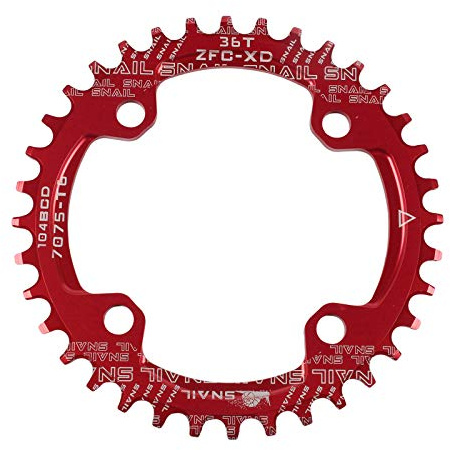 Newgoal BCD104 eslabón de Cadena Simple Estrecho y Ancho, Plato de manivela, Corona Ancha y Estrecha, 32T / 34T / 36, Piezas de reparación para Exteriores de Bicicleta de montaña, Rojo 36T