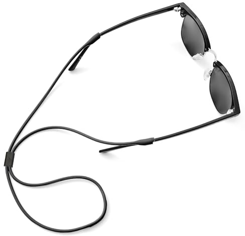 Pilotfish Premium Silicone Sunglasses Strap, Adjustable Glasses Retainer with Unique Passthrough Design – Universal Fit (Black)