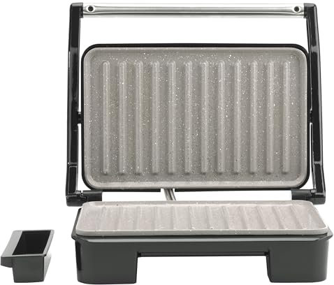 Salter Marblestone Gesundheitsgrill, Panini-Maker mit Antihaftbeschichtung, Kein Öl nötig, Schwimmendes Scharnier, Automatische Temperaturkontrolle, Abnehmbares Abtropfblech, 750W