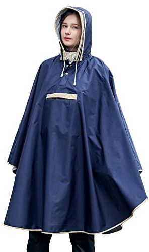 JIAHG Cape de Pluie à Capuche Adulte Enfant Poncho de Pluie en Nylon Épais Durable Manteau Imperméable avec Cordon Coupe-vent Veste Coupe Pluie et Neige pour Vélo Scooter Moto sports Extérieur