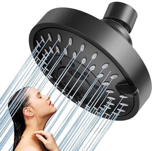 Neamou Cabezal de Ducha de Alta presión,Cabezal de Ducha para baño Cabezal de Ducha Tipo Lluvia con 5 ajustes de rociador | Diseño de Ahorro de Agua con Cabezal de Ducha Inoxidable para Dormitorio