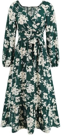 Europäischer und amerikar Blumenrock, Temperament, Laternenärmel, Spitzen-Kuchenkleid, neues Wintermodell-LQ661-lv-XL