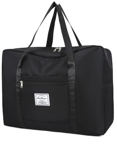 YOBOKO Große Reisetasche Tasche Wochenendtasche Krankenhaustasche für Übernachtungen Wasserdichte Umhängetasche Reisegepäck Reisetaschen (Schwarz, 50 x 37 x 16,5 cm)