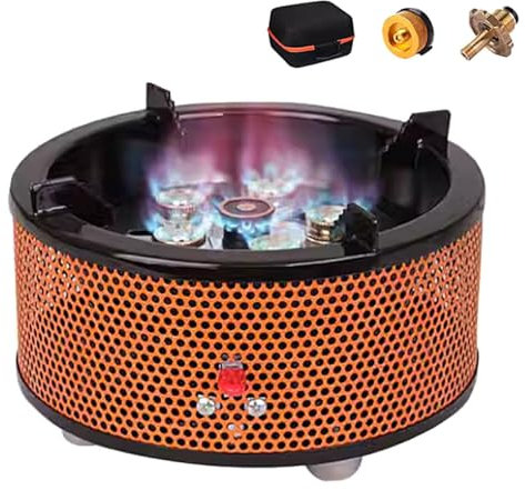 HLGKBY Fornello da Campeggio, fornello Portatile da Campeggio da 8 kW con Custodia, Cucina Mobile da Esterno con Piedini Antiscivolo, Corpo in Acciaio Inossidabile