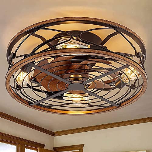 Ventilateur de lustre avec télécommande, design industriel rétro, 3 couleurs, température réglable, 6 vitesses for cuisine, ventilateur de plafond à base noire E27 avec moteur CC réversible silencieux