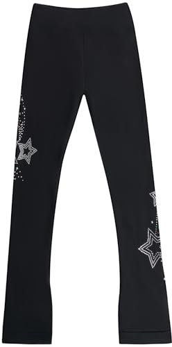 Gogokids Kids Girls Ice Figure Skating Leggings, Fleece Thermal Black Trousers, Dancing Yoga Workout Training Practice Pants