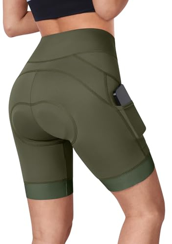 BERGRISAR Fahrradhose Damen Gepolstert Radlerhose Radhose mit 4D Sitzpolster Atmungsaktiv Elastische
