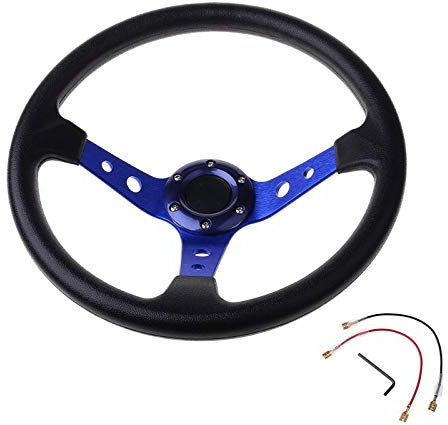 Zpengtai Volanti Sportivi Volante Sportivo for Auto 360mm Sterzo da Corsa Universale da 14 Pollici Volante Auto Sportivo(Blue)