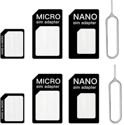 4 in 1 SIM Karten Adapte 2 Set SIM Adapter, SIM-Karten-Adapter mit SIM-Auswurfstift, kompatibel mit Smartphone