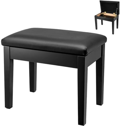 Piano Stool Adjustable Height 54x34x45CM PU Leather Keyboard Bench Storage
