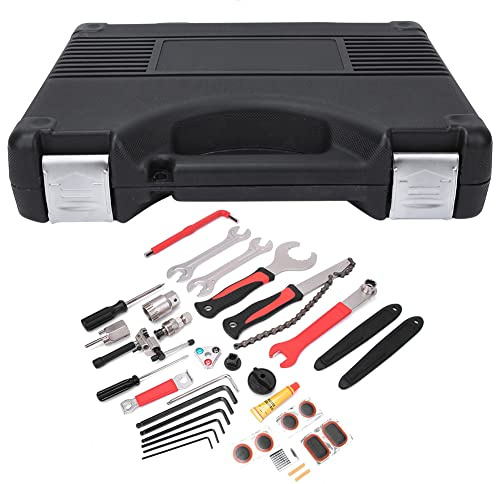 Wangcmcol Kit de herramientas de reparación de bicicletas, juego de mantenimiento de ciclismo profesional con llave de pedalier, llave de pedal, palancas de neumáticos, kit de