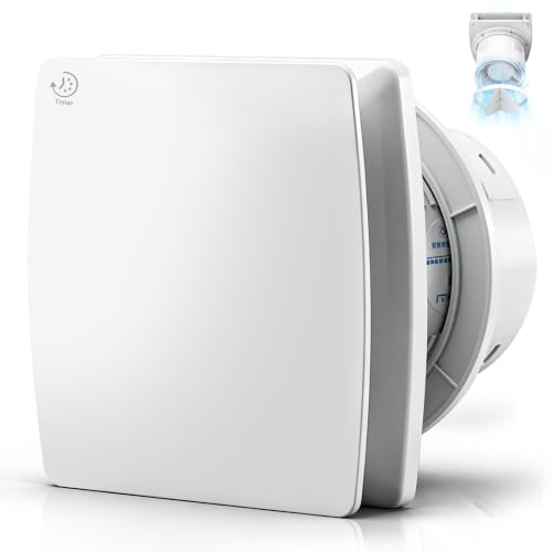 100mm Badlüfter mit Nachlauf & Rücklaufklappe Wandventilator Decken/Wand | 12W, 95m³/h, 34db, IPX4, Energieeffizient Lüfter Abluftventilator Für Belüftung im Badezimmer Küche Bad Garage