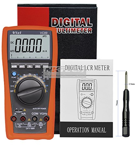 NKTECH VICI VC99 3 6/7 LCD Manuale Auto Multimetro Digitale Tester Temperatura AC DC Tensione Corrente Resistenza Capacità Frequenza Amperometro Ohm Analogico Bar Auto Range + TL-1 Cacciavite