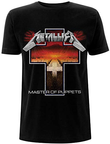 Metallica Camiseta para hombre con cruz de Master of Puppets, color negro