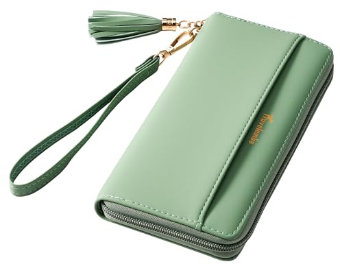 Travelambo Wristlet Wallet Women RFID Bifold Large Capacity Clutch Purse