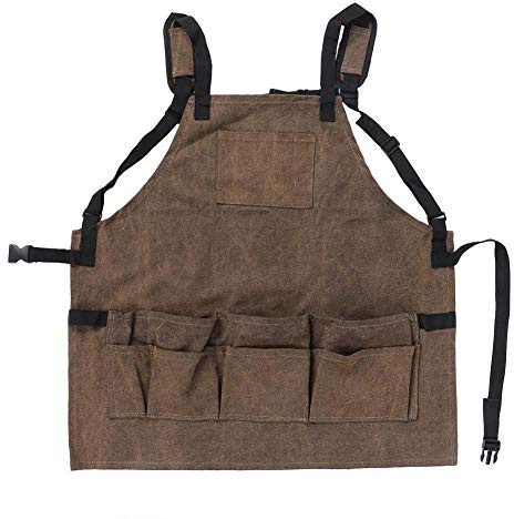TOPINCN Woodworking Apron Multipurpose Waterproof Apron With Tool Pockets Garden Workshop 11 Tool Pockets Adjustable Leather Belt Suitable for Men And Women