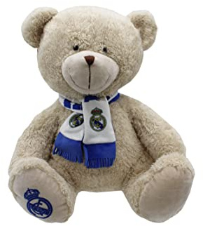 CYPBRANDS M-31-RM Bär mit Schal 35 cm Real Madrid plüschtiere, Mehrfarbig