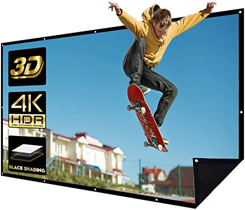 Schermo di Proiezione 100 Schermi di Proiezione Portatile 16:9 HD 4K 3D Pieghevole Lavabile Sfondo Nero per Home Cinema Riunione Aula ed Aria Aperta