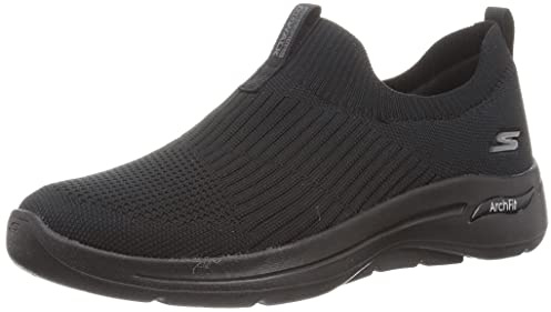 Skechers Women's Go Walk Arch Fit Iconic Sneaker, Black/Black, 6 Wide