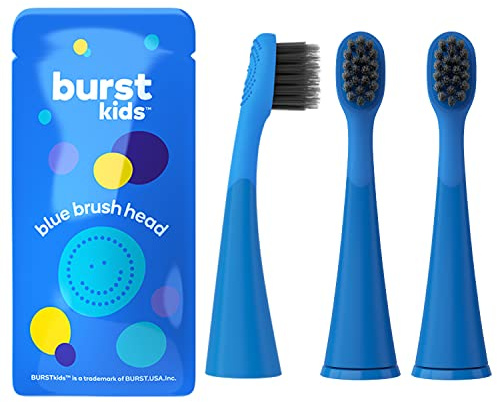 BURST Genuine Replacement Heads for Kids Electric Toothbrush (Blue/3 Pack) | Perfect Fit | Ultra Soft Bristles | 9 Months of Supply